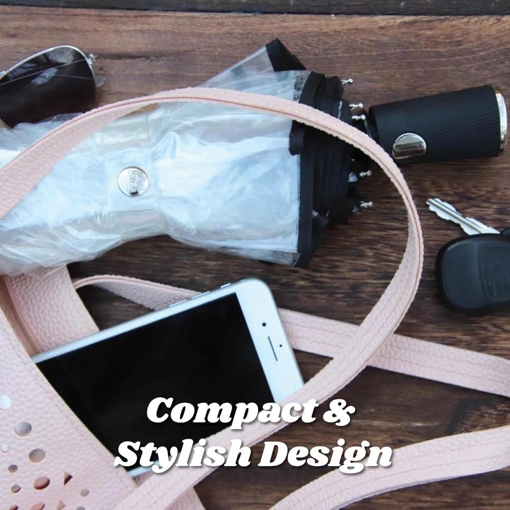 Women's Ultra Clear Auto Open Compact Umbrella, Black