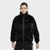 Nike Спортивная одежда Swoosh с леопардовым принтом и большим логотипом на крючках, велюровая спортивная куртка из искусственного меха, мужская верхняя одежда, черный DH6685-010