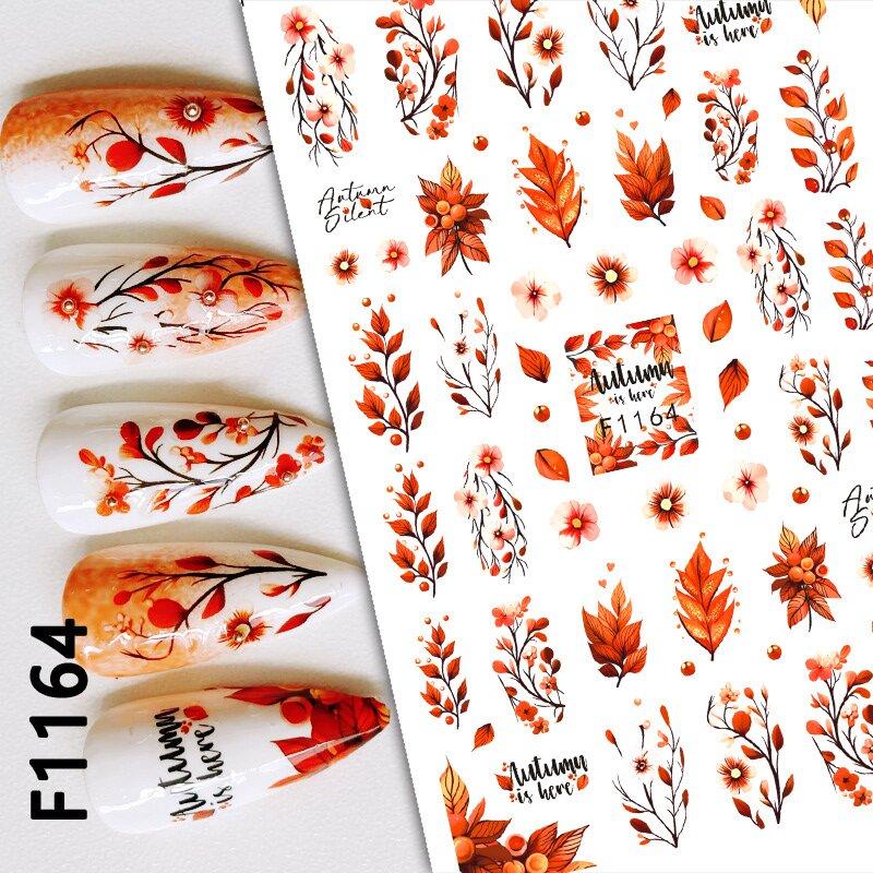 3pcs Stickers Autumn Winter Dry Red Gold Brown Maples Leaves Nail Art Decals Stickers For Nails Art Manicures Tips Decorations