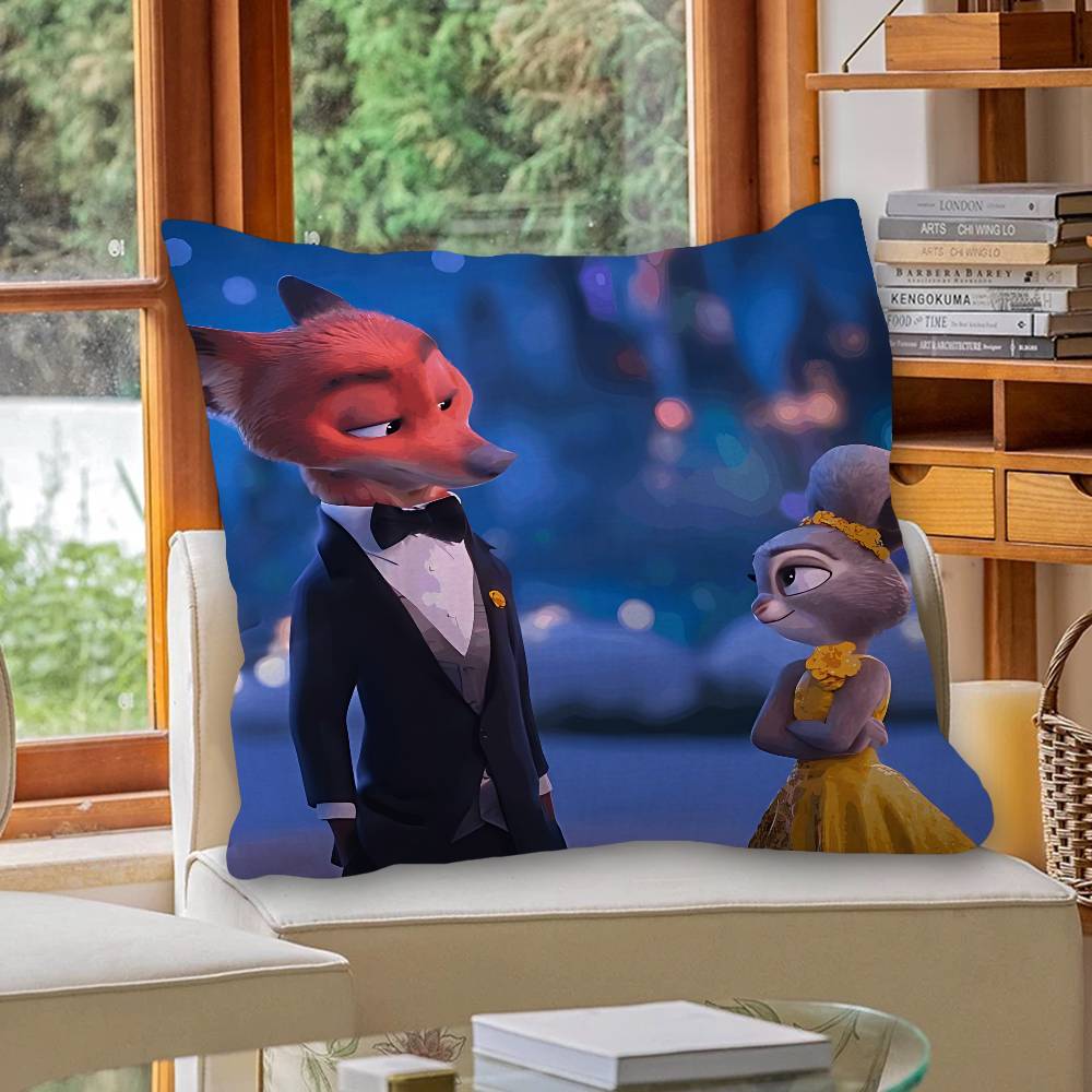Z-Zootopias 2 1 Movie Pillow Covers Cartoon Sofa Decorative Home Double-Sided Printing Short Plush Cute Cushion Cover