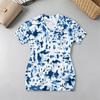 Short Bodycon Dress Tie-Dye Blue White, Street Style, Comfortable Fabric, Versatile for Daily Casual & Night Market, Unique Style
