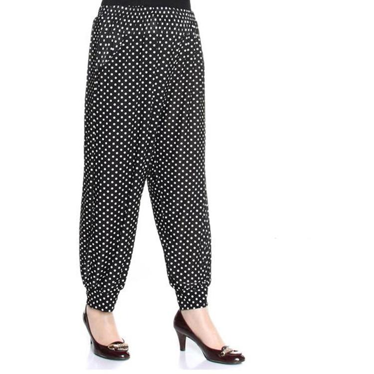 Women's Summer Ice Silk Soft Cropped Pants Female Loose Plus Size Elastic Waist Leggings Mom Casual Thin Bloomers