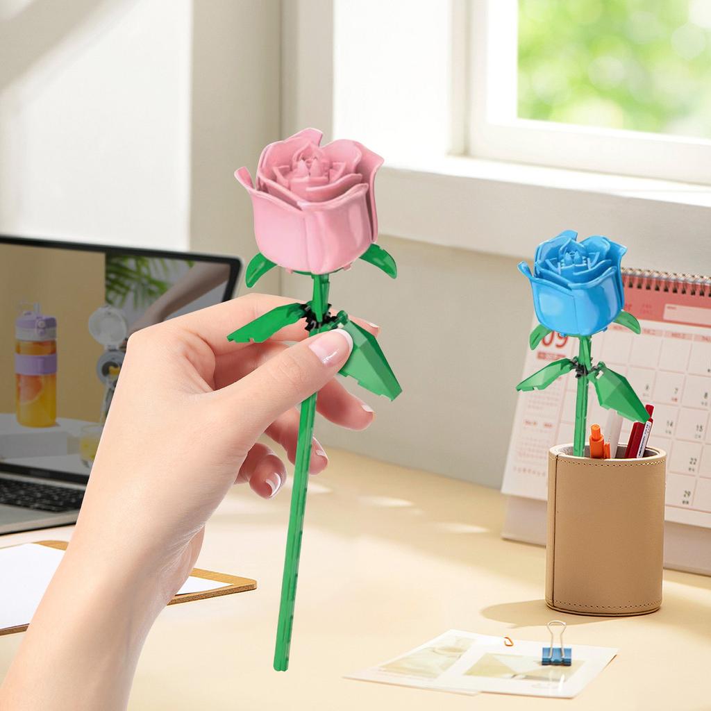 Rose Bouquet Building Block Set, Home Decoration Roses, Everlasting Bouquet Valentine's Day Gift For Her,