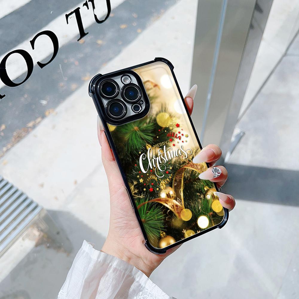 Чехлы для телефонов Ae115 Merry Christmas Happy New Year из гальванизированного ТПУ для iPhone 16 15 13 11 Pro Max 14 Plus Infinix Smart 8 с четырьмя углами защиты