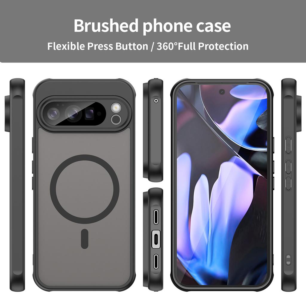 Матовый противоударный чехол-щит для Google Pixel 9 10 Pro XL 9A 10A, с магнитом для беспроводной зарядки, мягкий ТПУ-каркас, пластиковая крышка для телефона