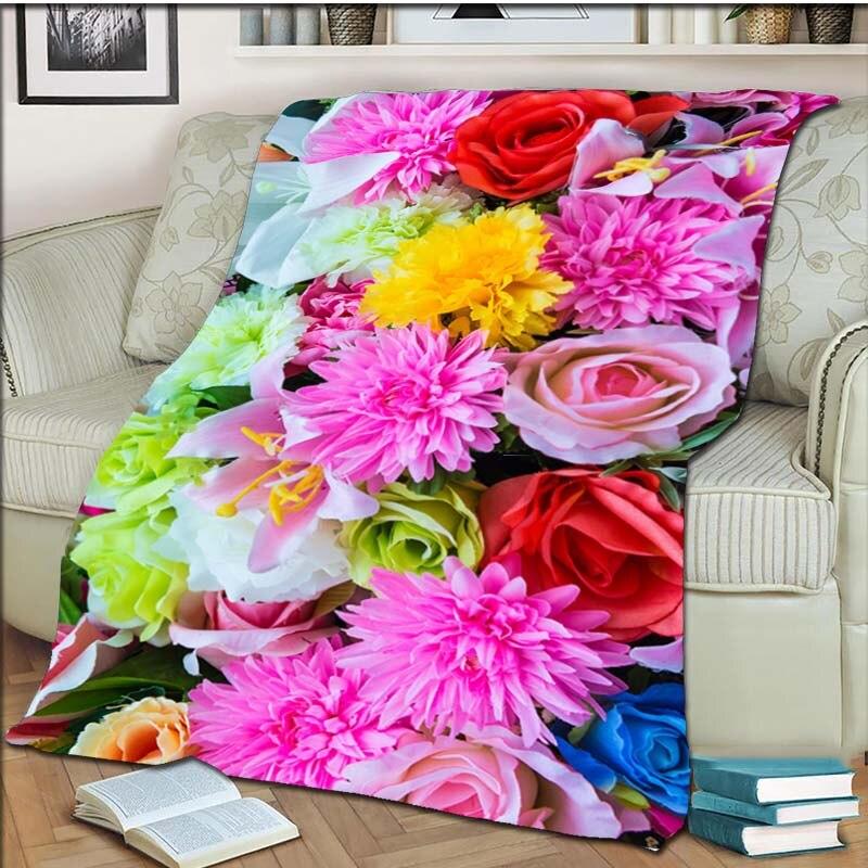 Одеяло с розой, флисовое теплое, уютное, мягкое одеяло для дивана-кровати, цветное антистатическое одеяло для машинной стирки, для кроватей