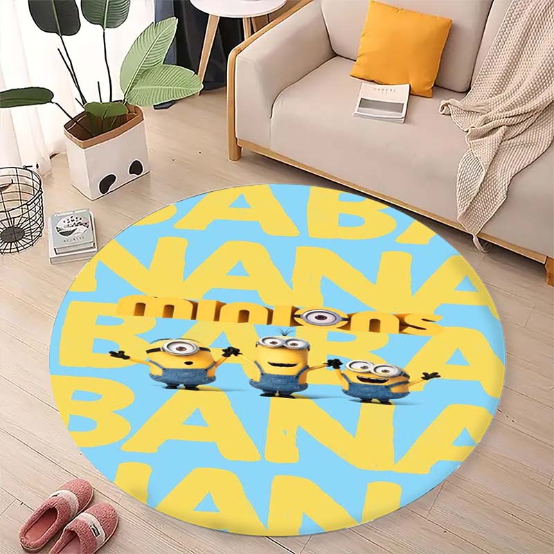 Hot Sale Minions Round Rug Cute Cartoon Theme Circular Floor Mat For Kids Boys Bedroom Dorm Playroom Home Decoration