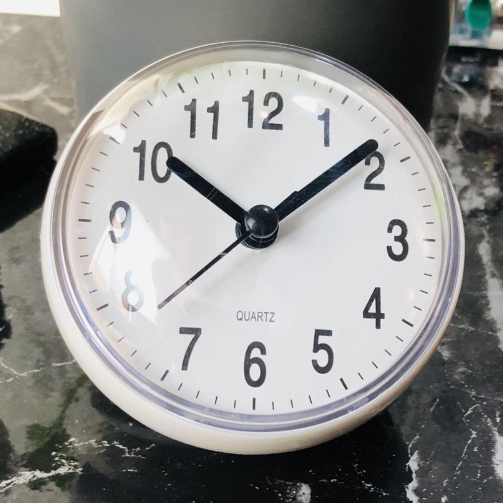 Anti-Fog Sucker Wall Clock Mini Wall Watch Battery Powered Quartz Table Clock Bathroom