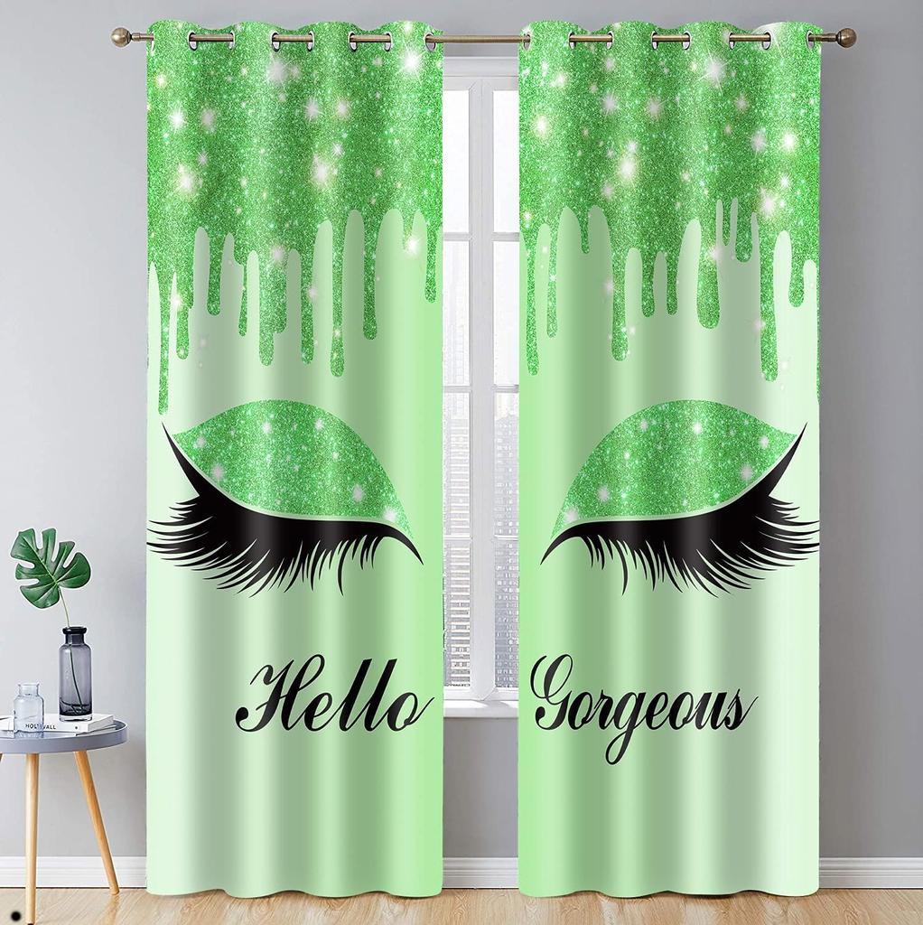 Hello Gorgeous Unicorn Eyelash Print Curtain for The Bedroom Custom,Suitable for Decor Curtains Living Room