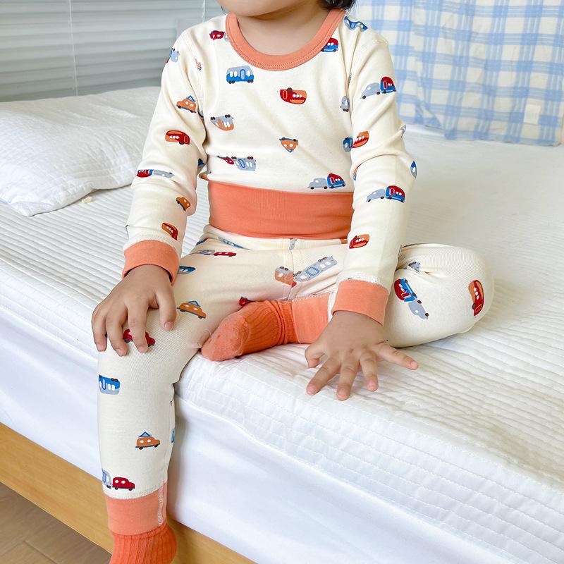 Детский комплект нижнего белья из хлопка с высокой талией для мальчиков и девочек, бесшовный домашний костюм для защиты живота