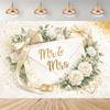 Elegant Floral Garland, Mr & Mrs Theme, Gold Background, Ribbon, Wedding Party Decoration, Backdrop, Photography Supplies2075