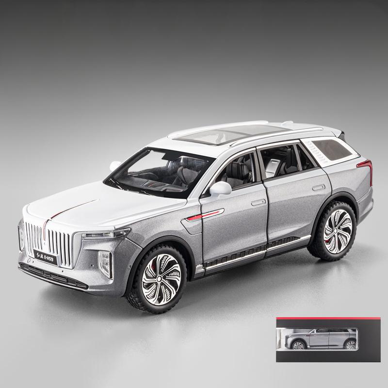 1/24 Hong Qi E-HS9 Полностью Электрический Большой Внедорожник Классическая Модель Автомобиля из Сплава Литье под Давлением Игрушка со Звуком и Светом Украшение для Транспортных Средств Игрушка для Мальчика
