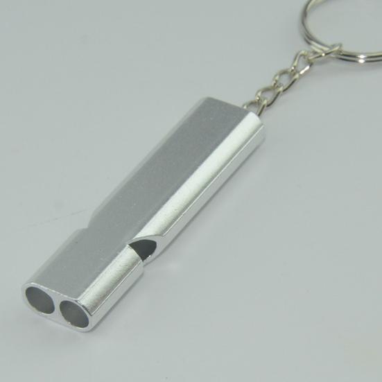 4Pcs Double Tube Emergency Whistles Clear Loud Sound Compact Size Portable Corrosion-Resistant Safety Survival Whistles with Keyring