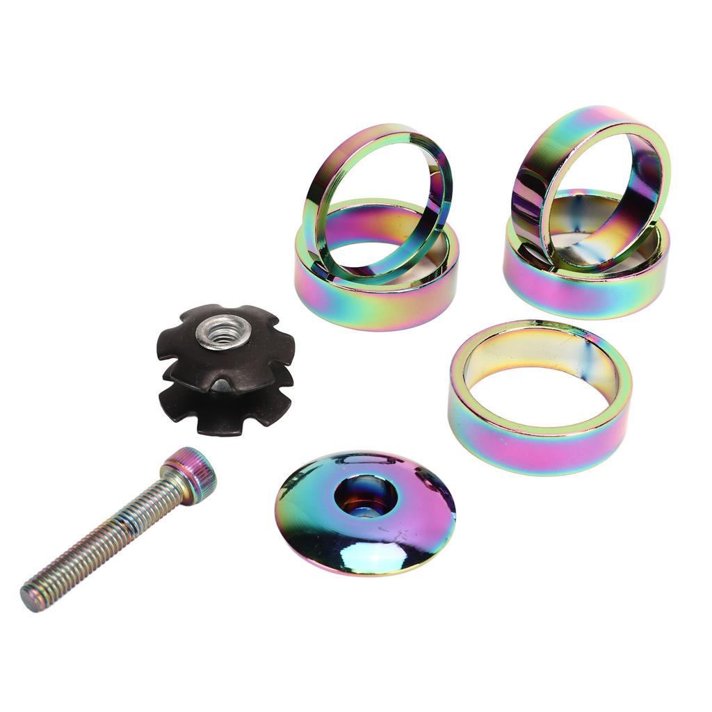 28.6mm Bike Headset Spacers Aluminum Alloy Colorful Stem Top Cap Headset Star Nut Set for Mountain