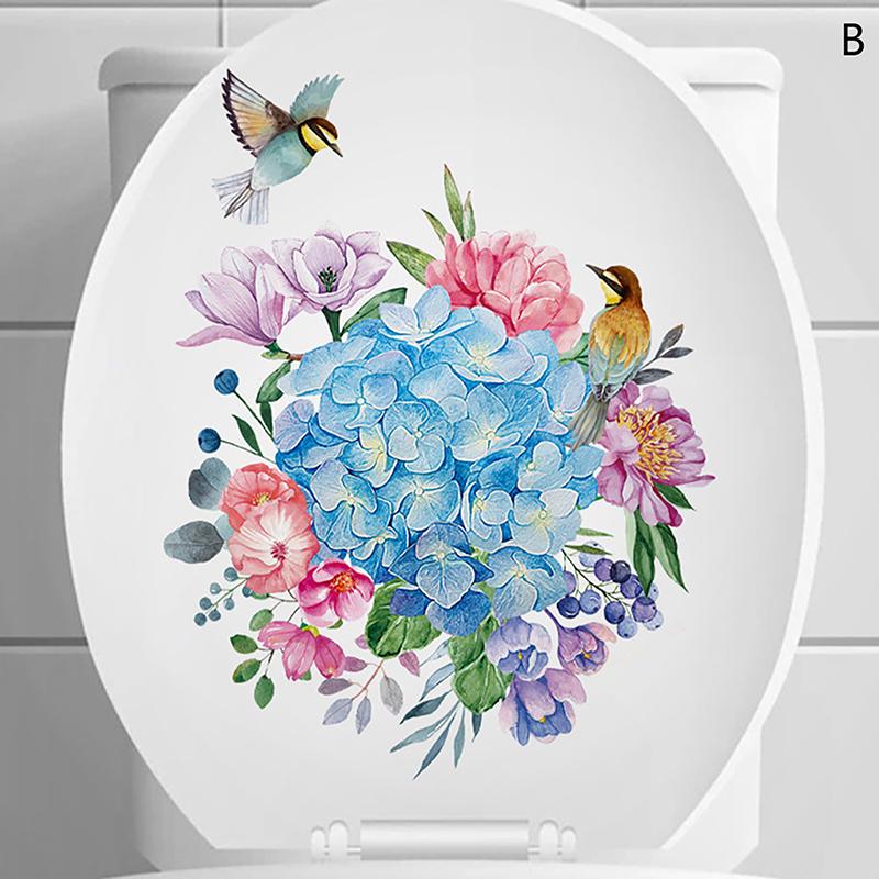 Наклейки на туалет, унитаз, растение, цветочная наклейка на стену для ванной комнаты, наклейка на крышку унитаза, самоклеящаяся наклейка, настенное украшение для дома