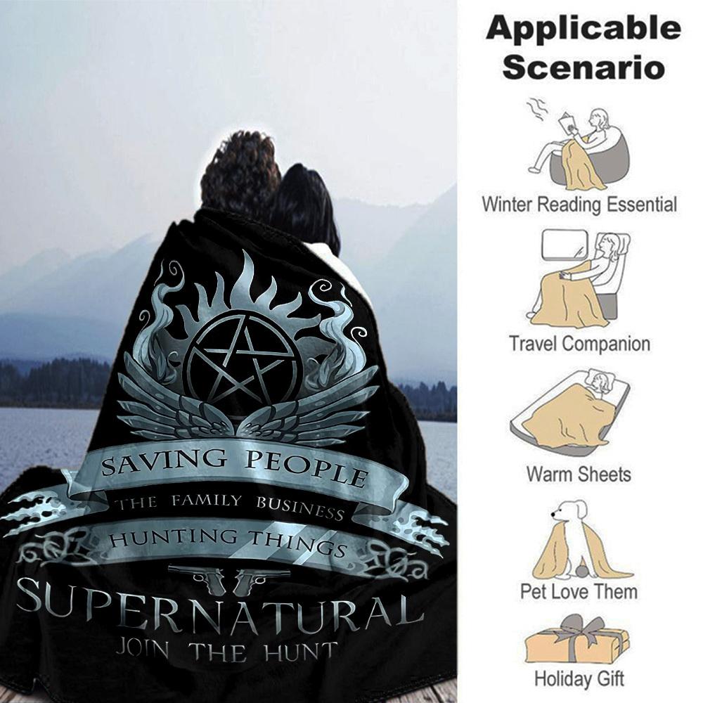 1 шт. SUPERNATURAL ПРИСОЕДИНЯЙСЯ К ОХОТЕ Мягкий фланелевый плед для любого сезона для дома, офиса, использования на улице Прочный комфорт Мягкий теплый плед для дома