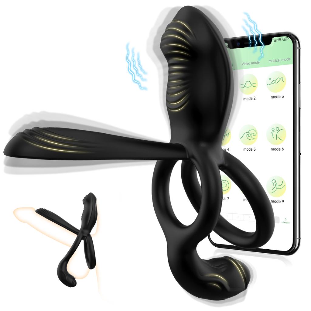 Cock Ring Vibrating for Men Ejaculation Delay Male Erectile Penis Ring G-Spot Clitoris Anal Stimulator Adult Sex Toy for Couples