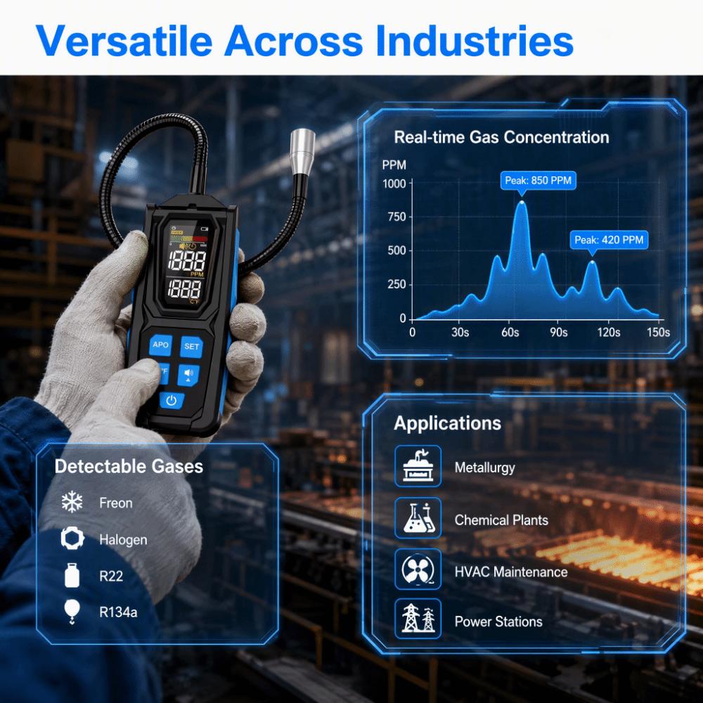 Digital Display Halogen Leak Detector High Sensitivity Gas Leak Detector Industrial Maintenance
