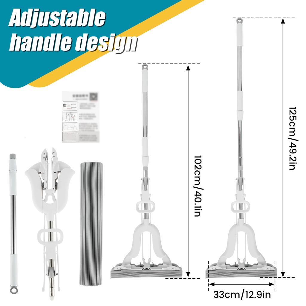 Швабра-губка для мытья пола Бесплатная ручная стирка Отжим хлопчатобумажной насадки Замена супер впитывающей влажной и сухой швабры с губкой-валиком