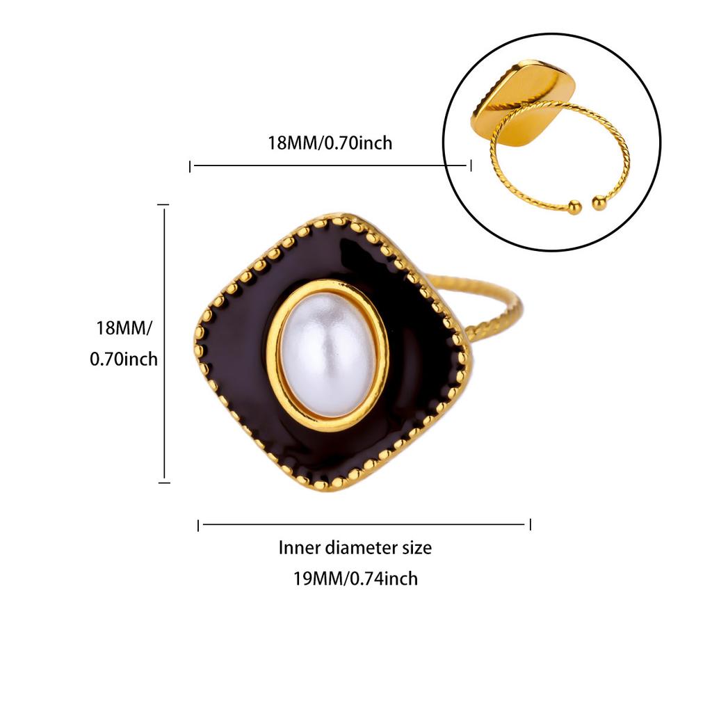 Винтажные кольца с жемчугом и эмалью для женщин, позолоченная нержавеющая сталь, геометрическое кольцо, гипоаллергенные свадебные рождественские украшения, подарок