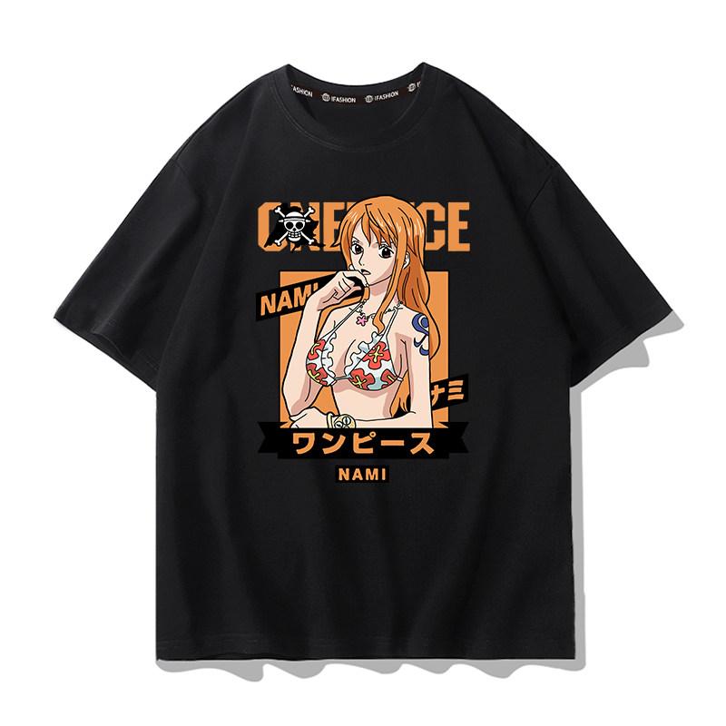 Графическая футболка One Piece Луффи Эйс Аниме Футболка Мужская 2026 Летняя Мода Оверсайз Уличный Повседневный Y2K Топы Уличная Одежда