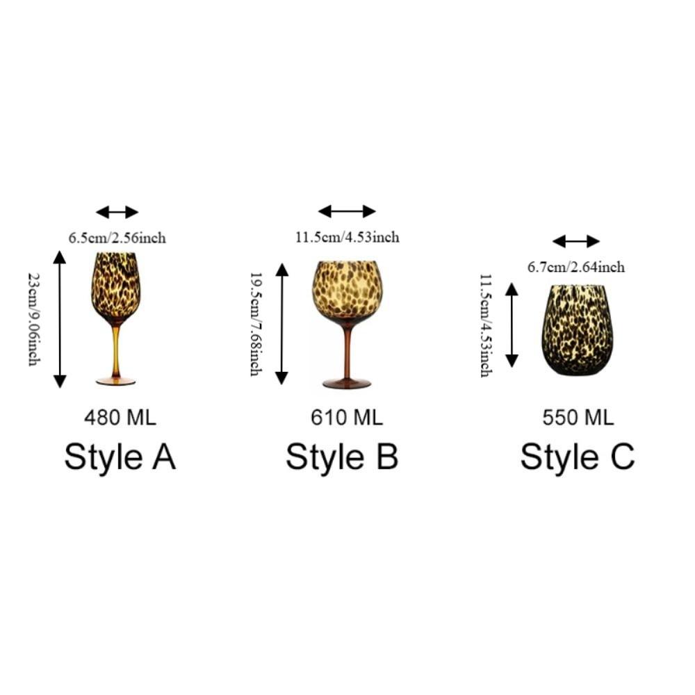 Art Style Amber Leopard Goblet Glass Water Cup Elegant Drink Cup Dinning Table