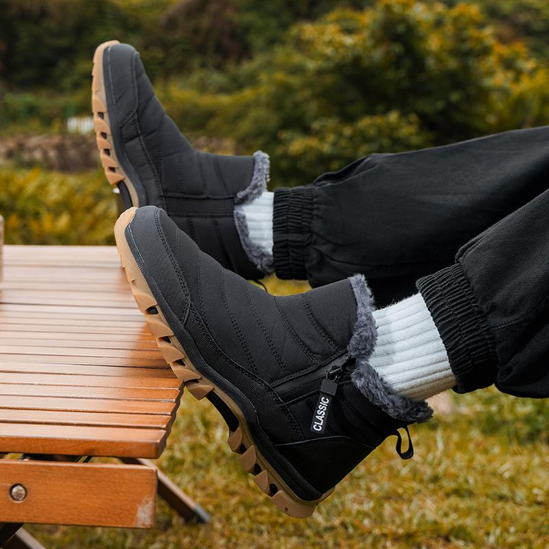 Мужские зимние сапоги Теплые меховые ботильоны Зимняя обувь Мужские зимние сапоги Парные зимние повседневные кроссовки на молнии Легкие мужские ботинки