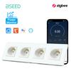 BSEED French Zigbee Socket Wall Smart Sockets Power Monitor Function Tuya Smart Life Google Alexa Voice Control Glass Panel 16A