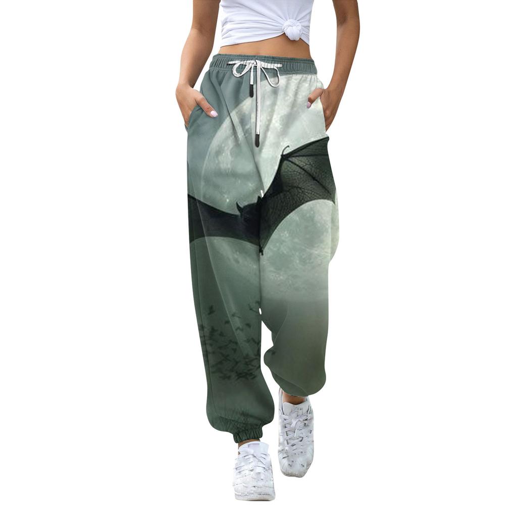 Women's Casual Fashion Halloween Printed Leisure Pants Sweatpants Trousers Drawstring Elastic Waist Drawstring Drawstring Pants