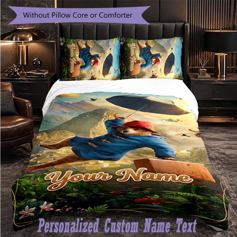 Personalized 3Pcs Bedding SetPaddington Custom Text Duvet Cover Pillowcase Set Bedroom Gift