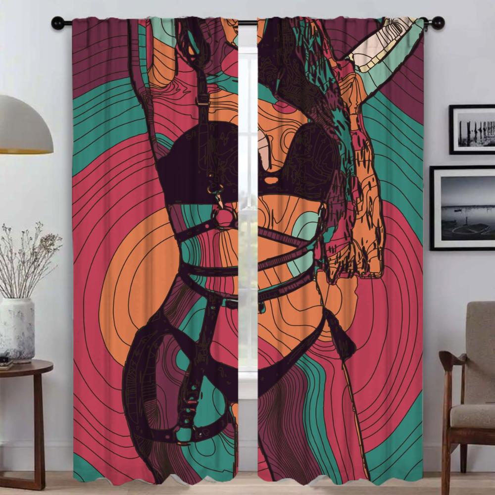 Абстрактные Сексуальные Девушки Перегородки Жалюзи Хэллоуин Украшение Оконная Занавеска для Комнаты 2 Панели Шторы Элегантные Комнатные Занавески Гостиная