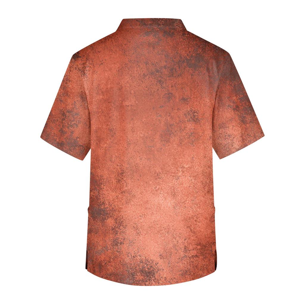 Мужская рабочая блузка с короткими рукавами и v-образным вырезом с принтом, топ с нагрудным карманом