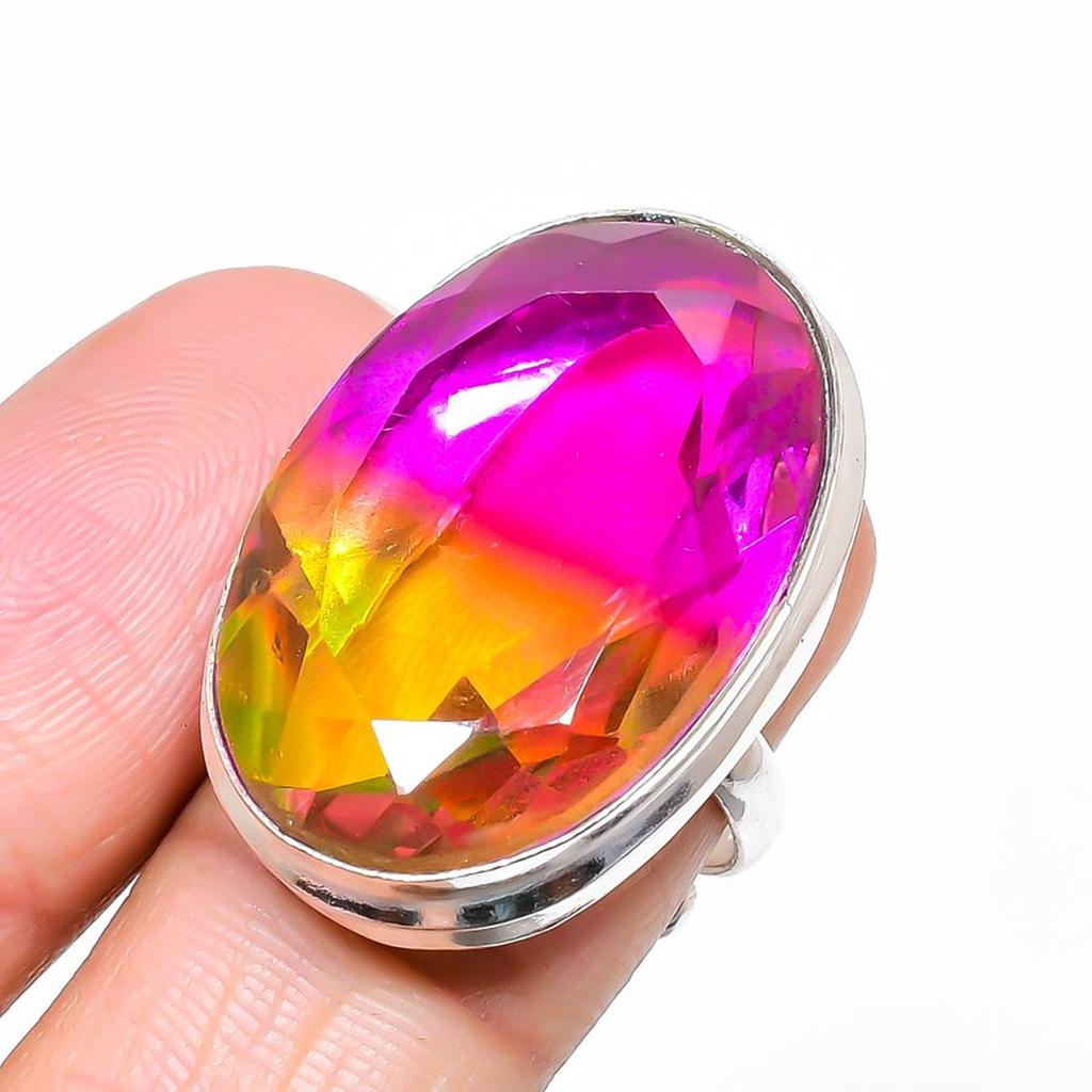 Ametrine Oval Shape Gemstone Adjustable Ring Statement Handmade Amazing Jewelry