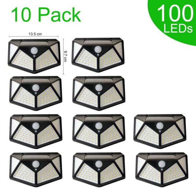 1-12 ШТ. 100 Светодиодный Настенный Светильник На Солнечной Энергии 3 Режима Датчик Движения Водонепроницаемая Лампа Открытый Солнечные Фонари Сад Уличный Фонарь Украшения