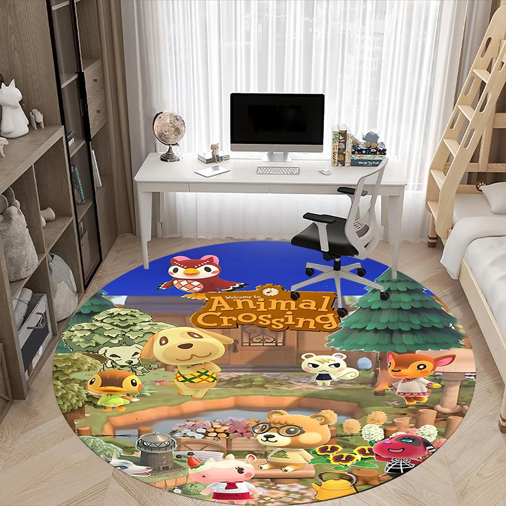 1pc Animal Crossing Office Round Area Rug, Bedroom Living Room Home Decor, Room Deco, Offic a1016223