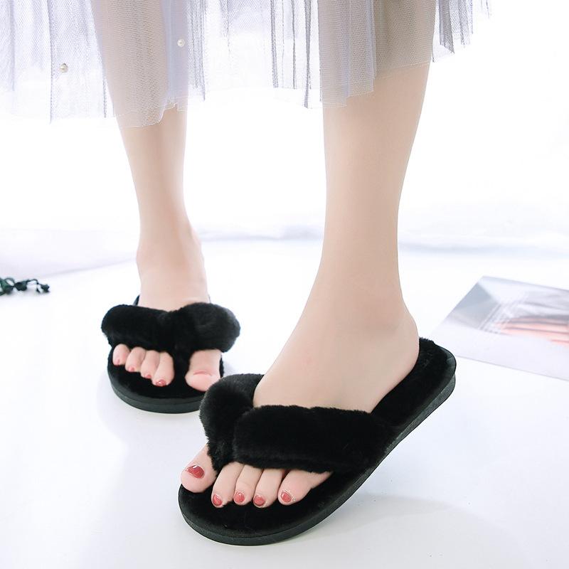 Slides Women 2024 Winter Female Flip Flop Fashion Plus Size Soft Furry Slippers Women Non Slip Indoor Floor Slides Zapatos Mujer