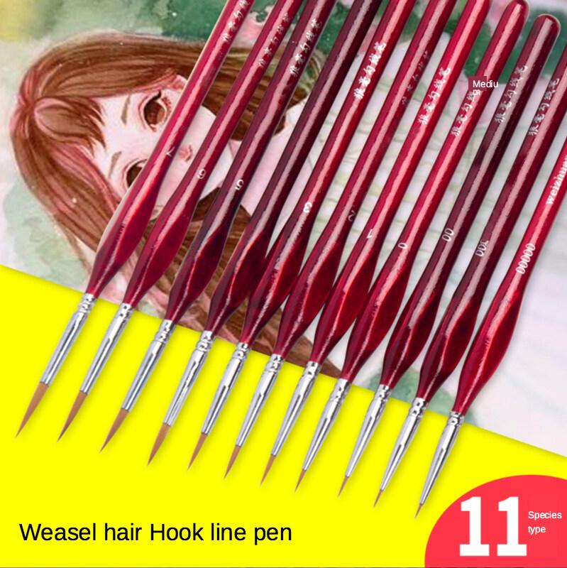 JOWOART Ласка для волос Треугольный березовый стержень 11 шт. Набор изобразительного дизайна ногтей Студенты Специальный рисунок линии Гуашь Цветной мазок Масляная кисть 4 цвета Крючок Линия Ручка