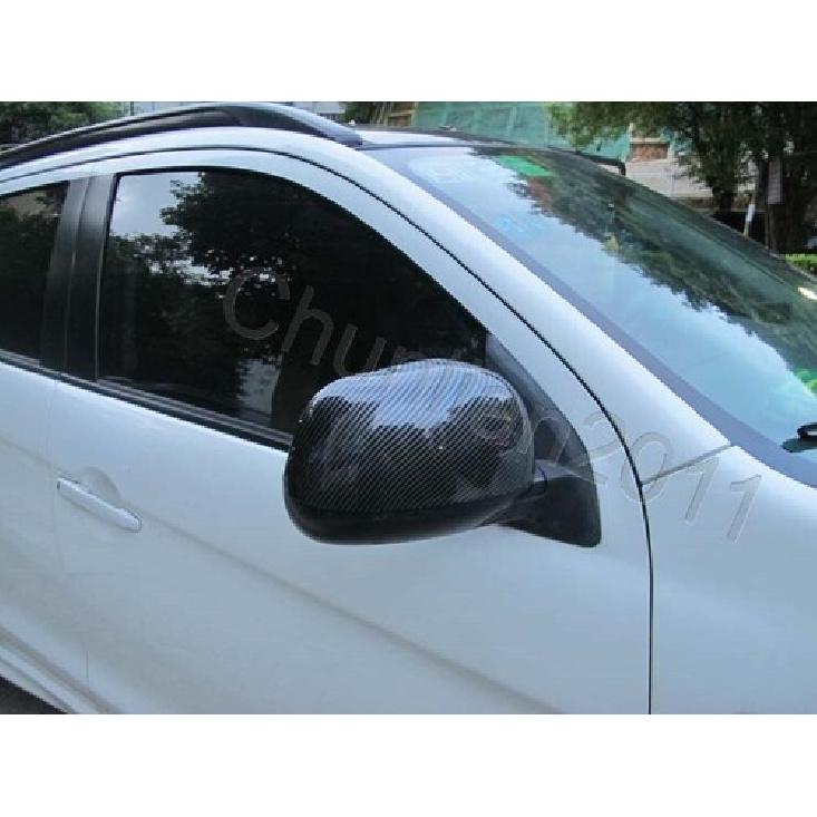 Накладка на крышку бокового зеркала для Mitsubishi Outlander 2007-2012, вид под углеволокно