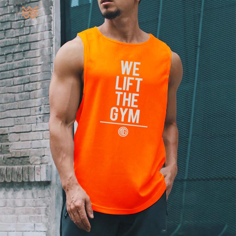 Muscleguys Новое поступление, мужская спортивная одежда, летний дышащий жилет с круглым вырезом и принтом для тренировок, 6 цветов на выбор