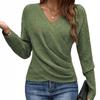 Женский свитер с V-образным вырезом, длинным рукавом, свободного кроя, повседневный, весенний топ, однотонный