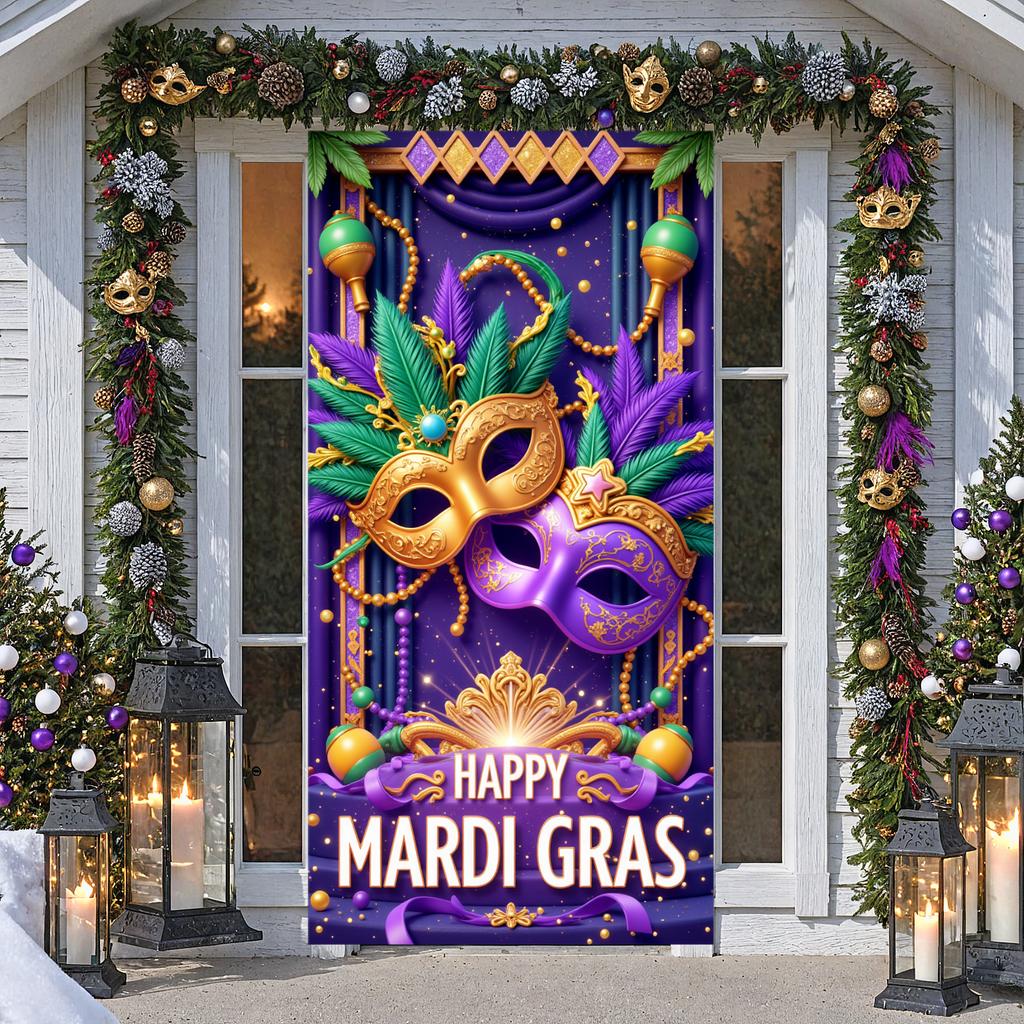 Баннер Mardi Gras Изящная Маска Украшение для Вечеринки Баннер Карнавальный Блестящие Блестки Баннер Mardi Gras Для Фотосессии Фестиваль