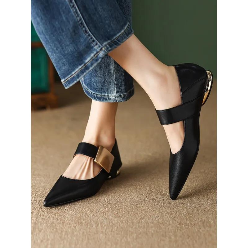 Новинка 2023 года, весна, женские туфли-лодочки из натуральной замши на высоком толстом каблуке SmallHut черного абрикосового цвета с квадратным носком, элегантные женские туфли с металлическим декором