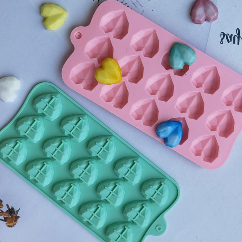 15 Hole Love Silicone Chocolate Mould Heart Biscuit Cake Decor Baking Tool Jelly Candy Mold Ice Tray Soap Resin Making Set Gifts