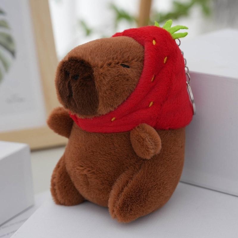 Стильный брелок для ключей Capybara, плюшевое украшение для ключей в виде животного, очаровательная плюшевая сумка, подвеска, аксессуары для любителей животных