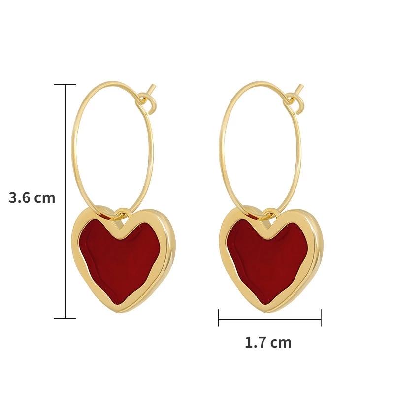 Корейский стиль, серебро 925 пробы, иглы, серьги-гвоздики в форме сердца для женщин, жемчужно-красное сердце, винтажные серьги-капли, эмаль, металлические подарки, ювелирные изделия