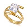 Xiyin stainless steel ring plated with 18k real gold, light luxury high-end titanium steel zirconium-inlaid irregular ring