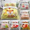Kids Cartoon Fox Duvet Cover Microfiber Bedding Set Lovely Animal Theme Comforter Cover King For Kids Adults Girls Bedroom Decor