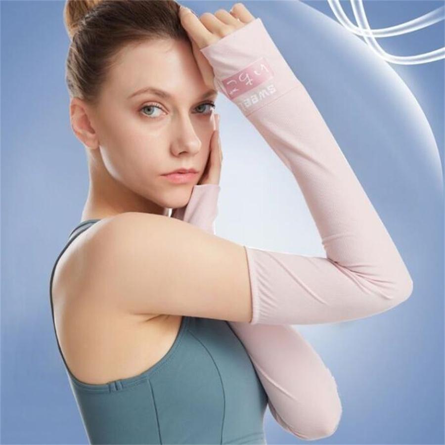 Breathable Quick-Dry Arm Covers, UV Protection Sleeves with Sweet Print for Driving & Outdoor UPF 50+ Ice Cooling Sleeves with Thumb Hole for Women