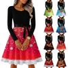 Women's Casual Fashion Long Sleeve Christmas Graphic Printed Vintage Long Dresses