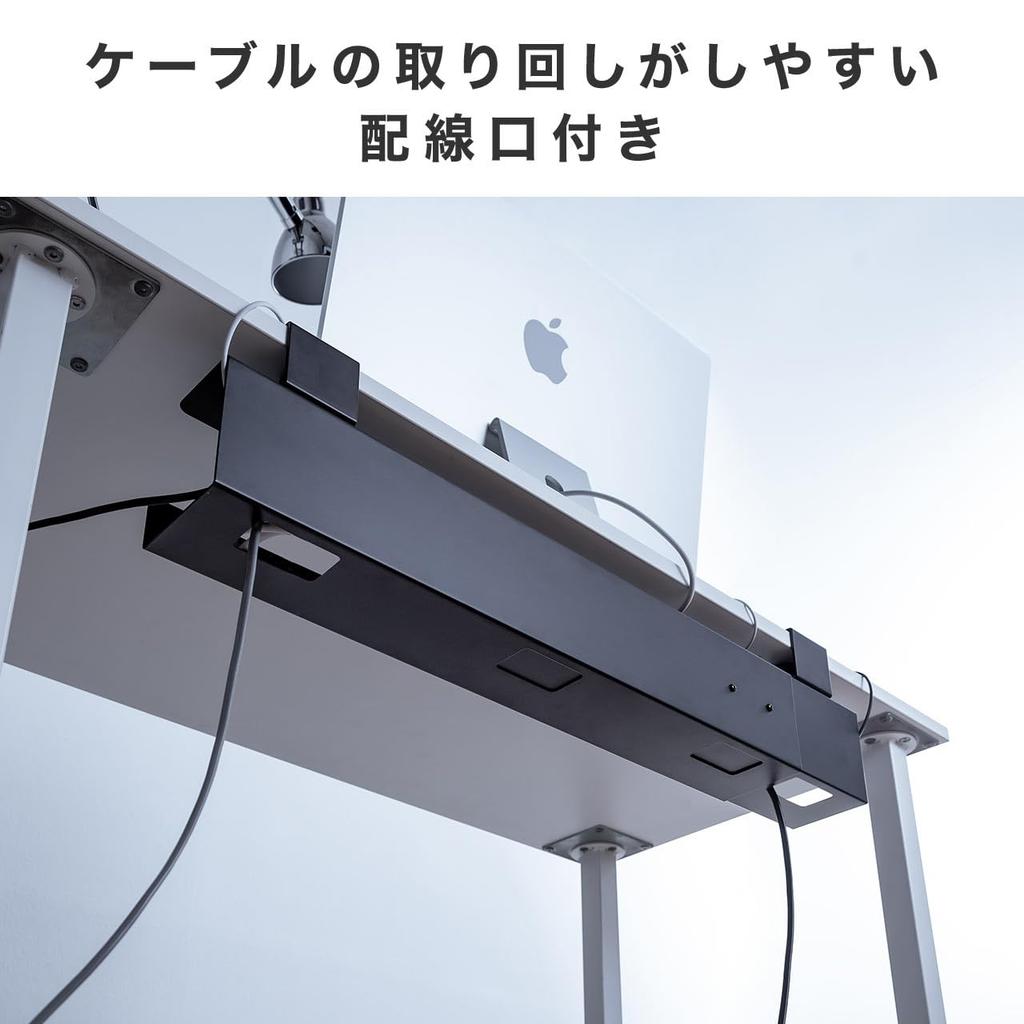 Sanwa Direct Cable Width Under Clamp Load Capacity Cable Wiring Tray, Adjustable, 80/100/120cm, Desk, Fixation, Steel, 5kg, Magnetic, Organizer,